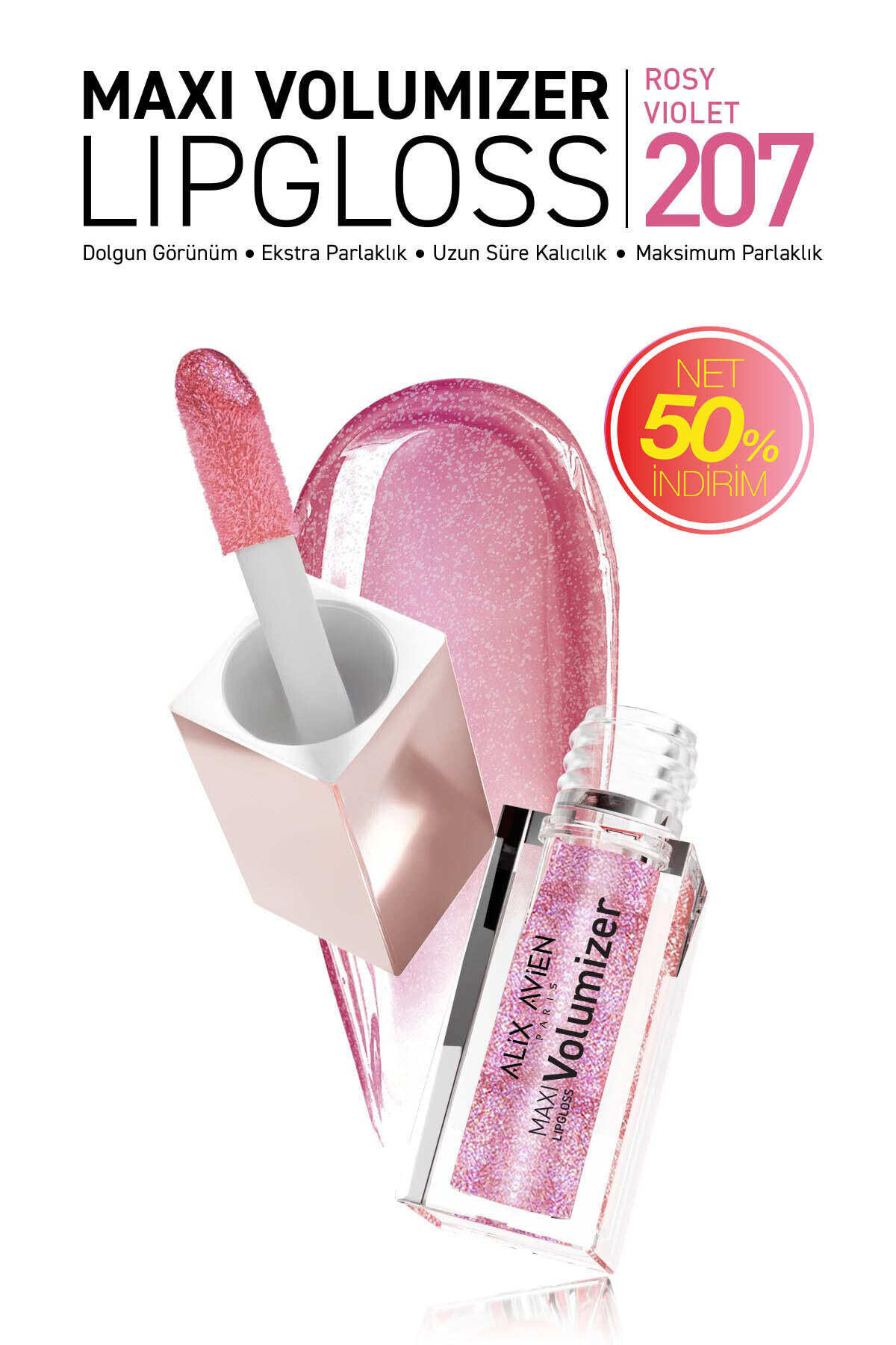Alix Avien Maxivolumizer Lipgloss 207 - Rosy Violet - Kalıcı ve Nemlendirici Ruj - Dolgunlaştırıcı Etki - Fiyatı, Yorumları
