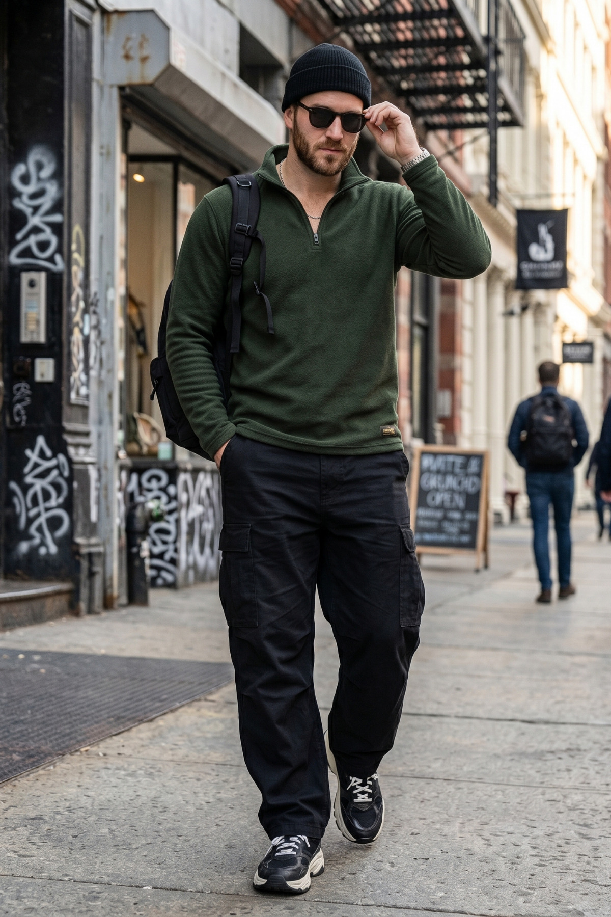 TABAN Yarım Fermuarlı Polar Sweatshırt — خاکی DNS — تصویر 5 از 8