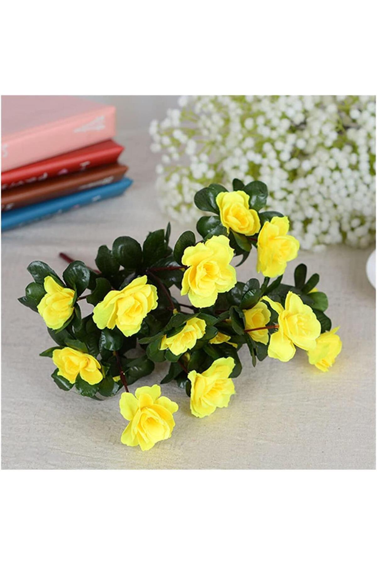 Artificial Flower Yellow Azalea Bunch 7 Branches 33*20cm
