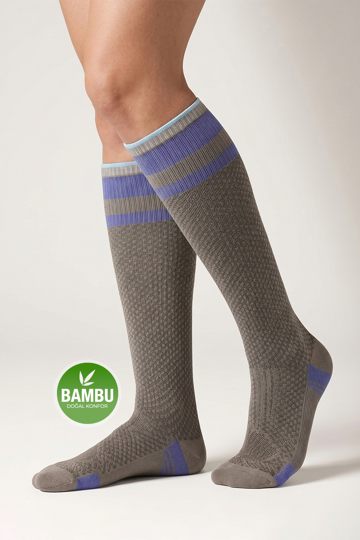 Bamboo Seamless Colorful Knee Length 15-20 Mm Hg Pressure Women Men Compression Socks 3596