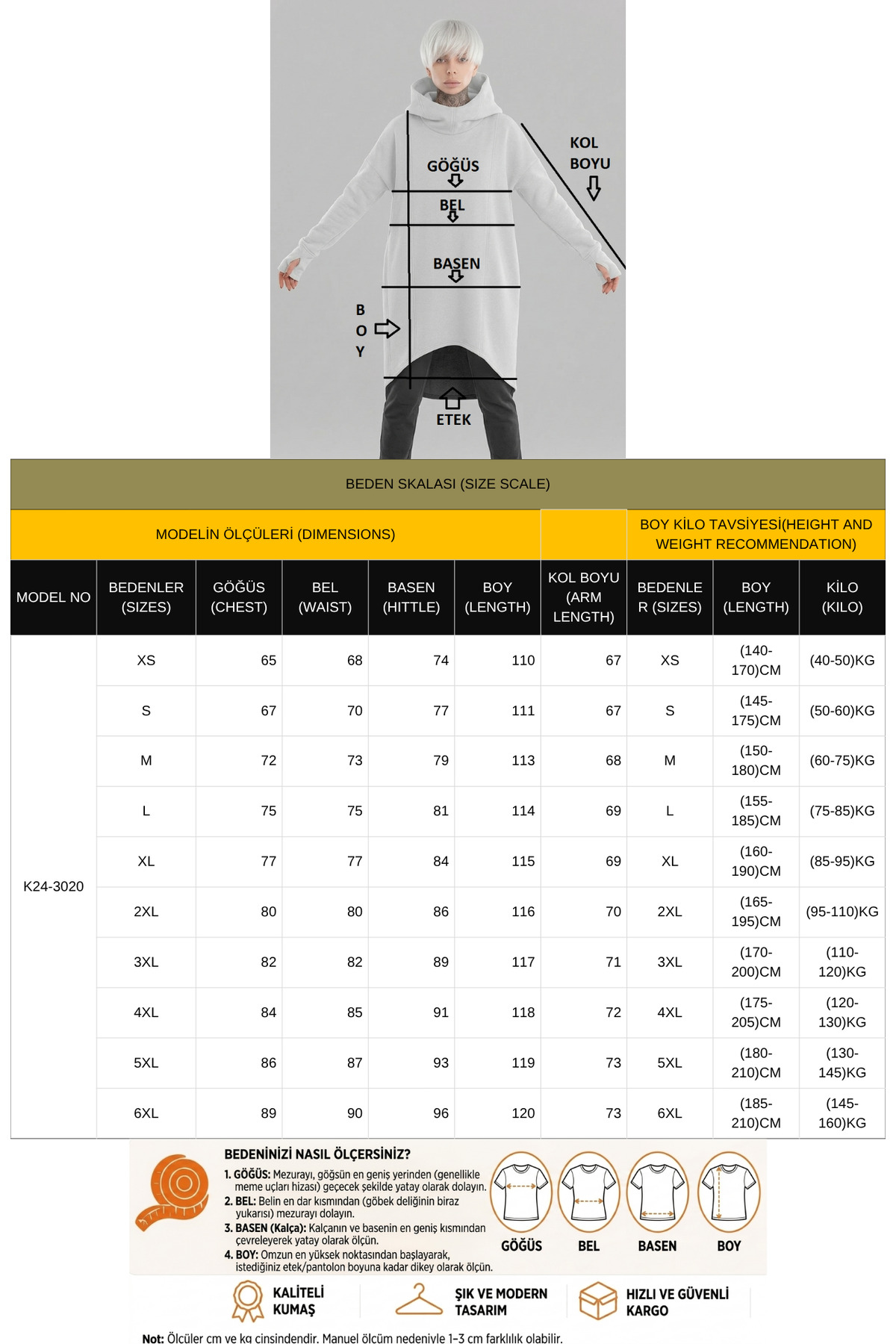 Kadın Asimetrik Kesim Oversize Kapüşonlu Sweatshirt Elbise- K24 3020 — مشکی — تصویر 6 از 6