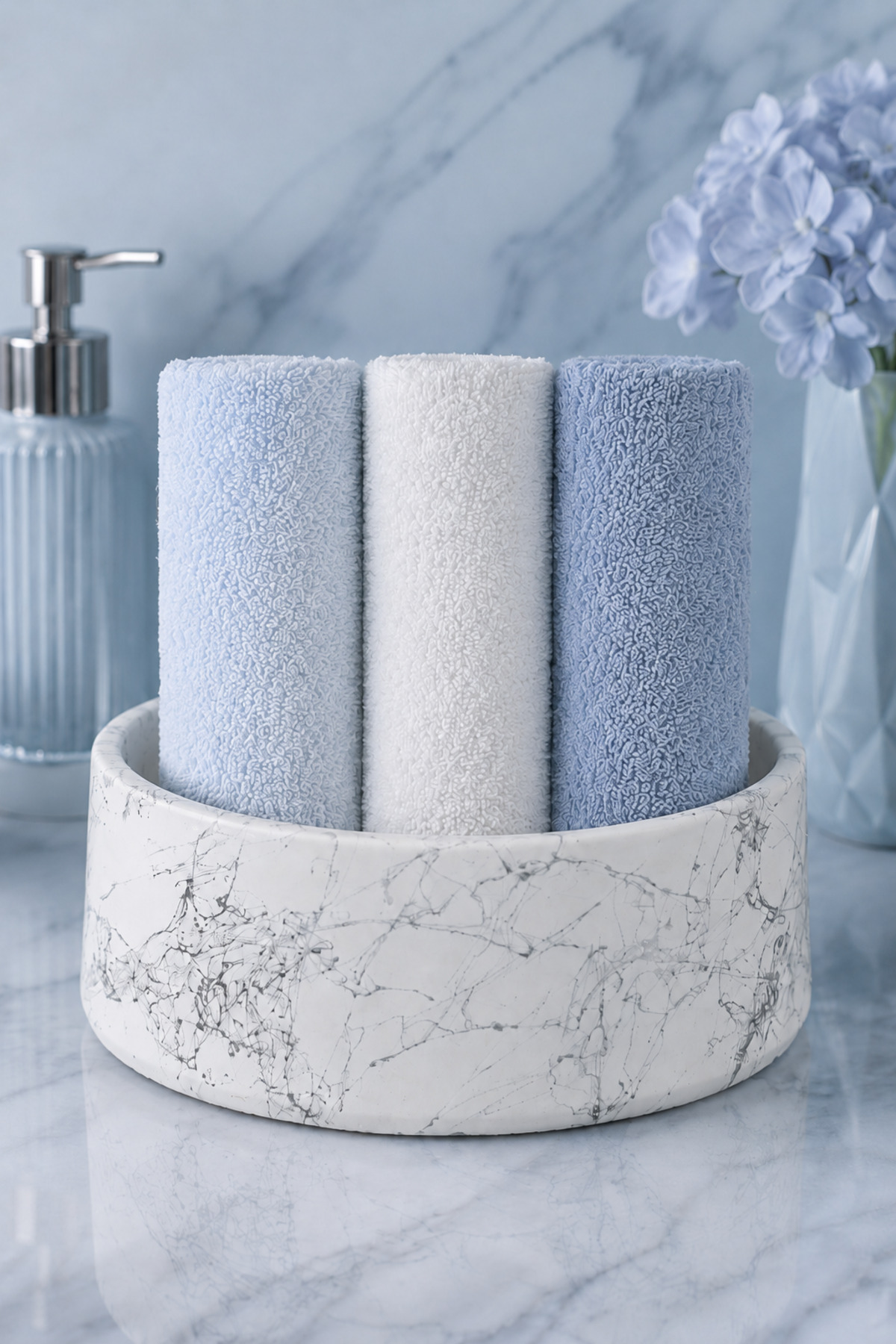 Marble Patterned Concrete Towel Rack Bathroom Toilet Multi-Purpose Organizer Plate 20 Cm