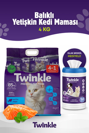 Twinkle Yetişkin Kediler için Balıklı Tam ve Dengeli Kedi Maması 4 kg