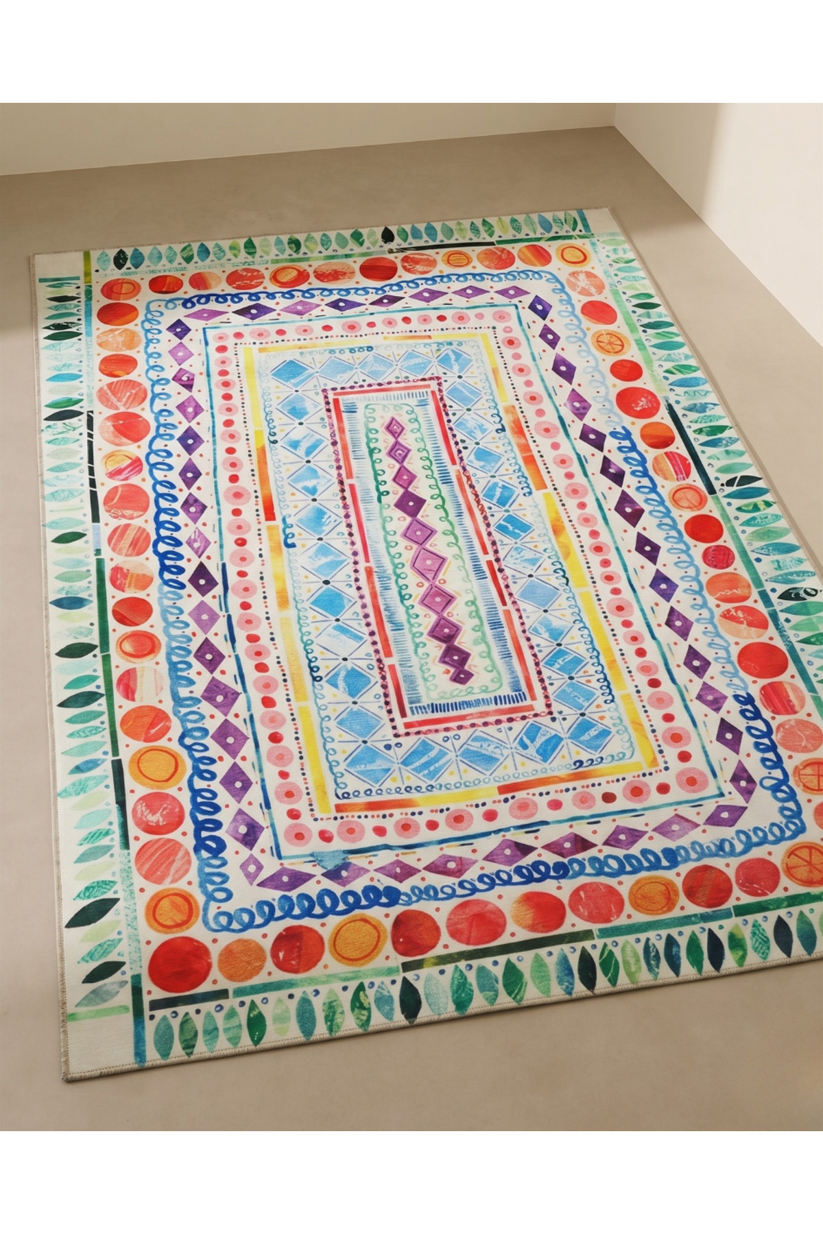Light Tone Multicolor Mixed Shape Modern Decorative Rug 2132
