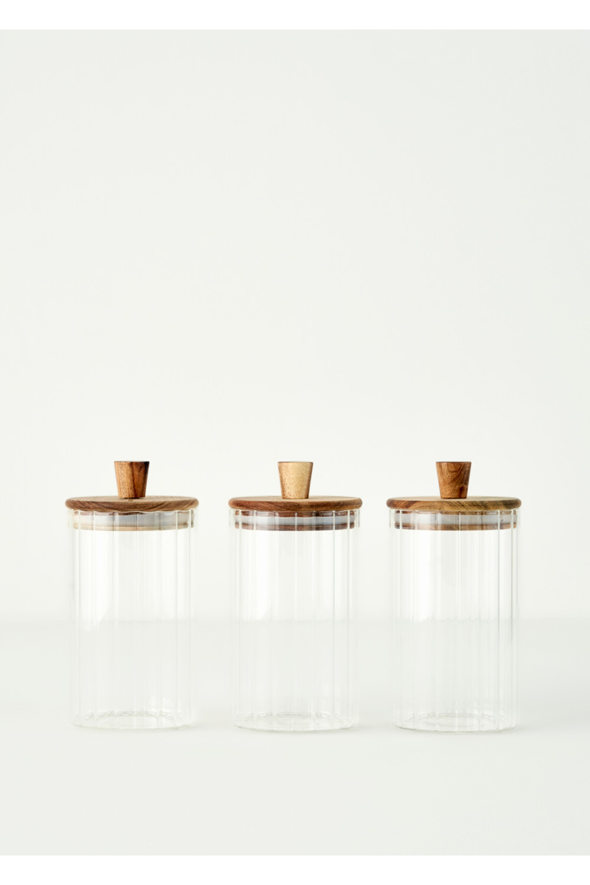 Beatrice 3-Piece Jar Set with Wooden Lid Natural (730 cc)