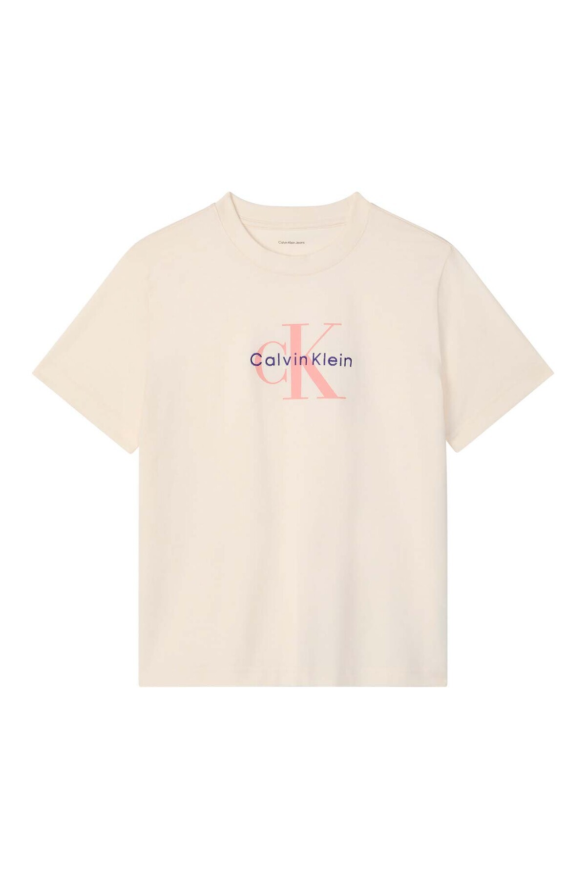 Calvin Klein Jeans Pudra Pembe Kadın Standart Logo Baskılı T-Shirt HERO SS CLASSIC MONOLOGO CNECK T görsel 5
