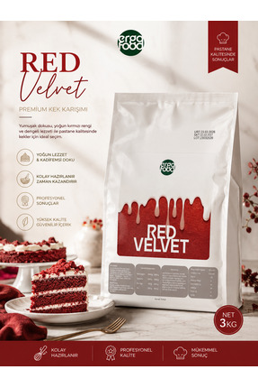 ergo food Red Velvet Kek 3 Kg Profesyonel Kadife Dokulu Kek Mix | Yoğun Kırmı...