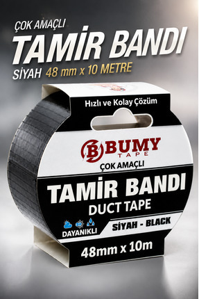 BUMY Siyah Tamir İzolasyon Bandı 48 Mm X 10 Metre Genel Duct Tape Su Geçirmez...