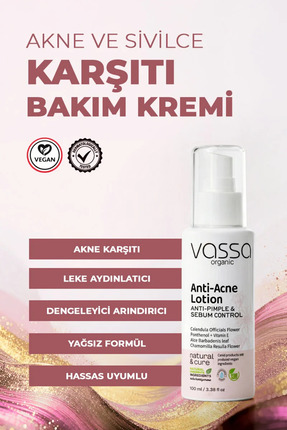 VASSA ORGANIC Akne, Sivilce ve Leke Karşıtı Onarıcı Bakım Kremi – Akne ve Siv...