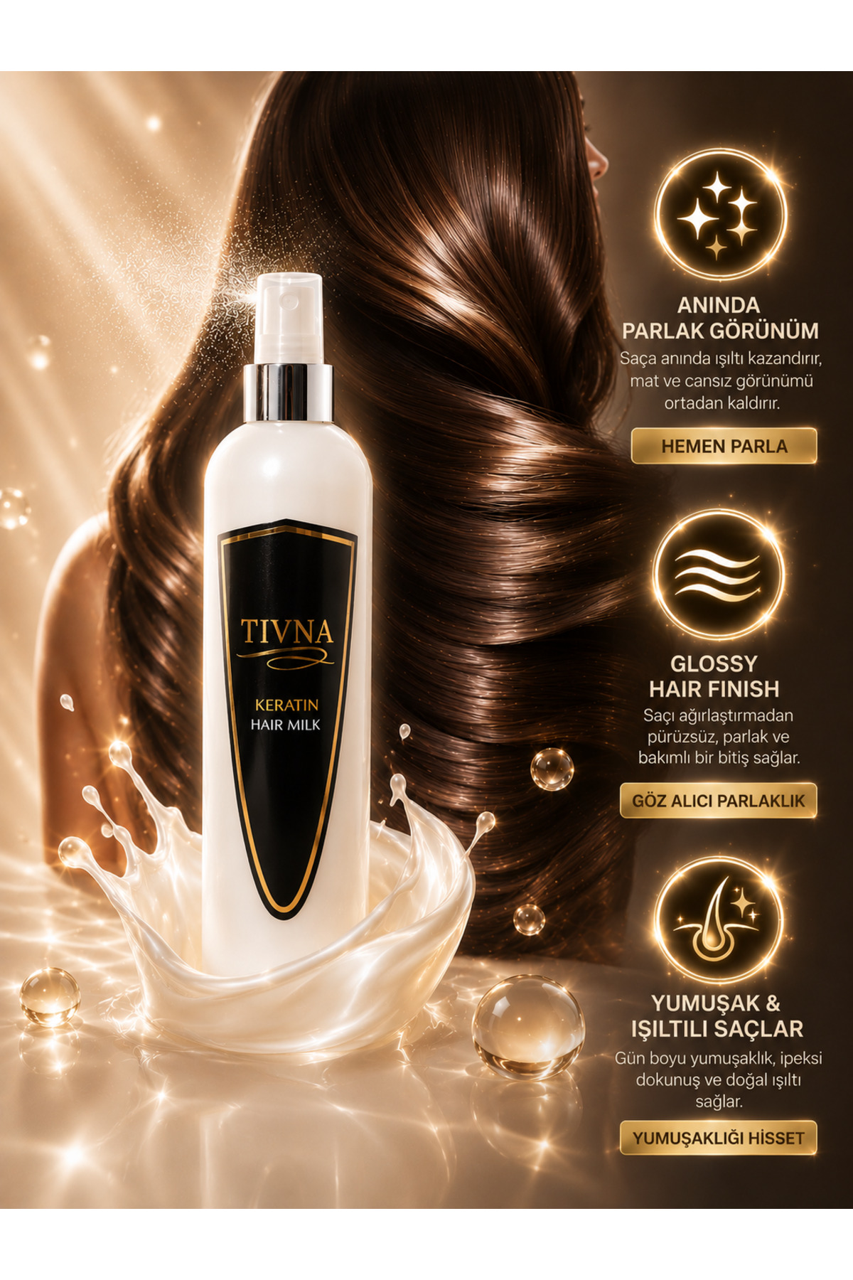 Keratin Sütü Argan Kolojen Bitkisel Kolay Tarama & Keratinli Saç Bakım Spreyi — LVX-9004 — تصویر 7 از 7