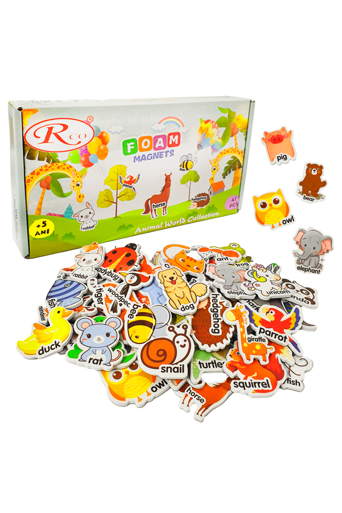 RCO Set Magneti Educativi Lumea Animalelor din Spuma EVA, 47 Piese Magnetice ...