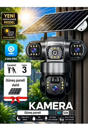 Dobest kablosuz 24 güvenlik: 4g sım kartlı 6mp kamera. güneş enerjili, çift y...