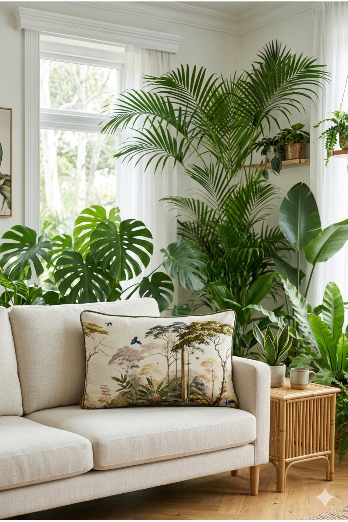 Nature pattern Digital Print Cream-Oil green Decorative Pillow Sham 40x60