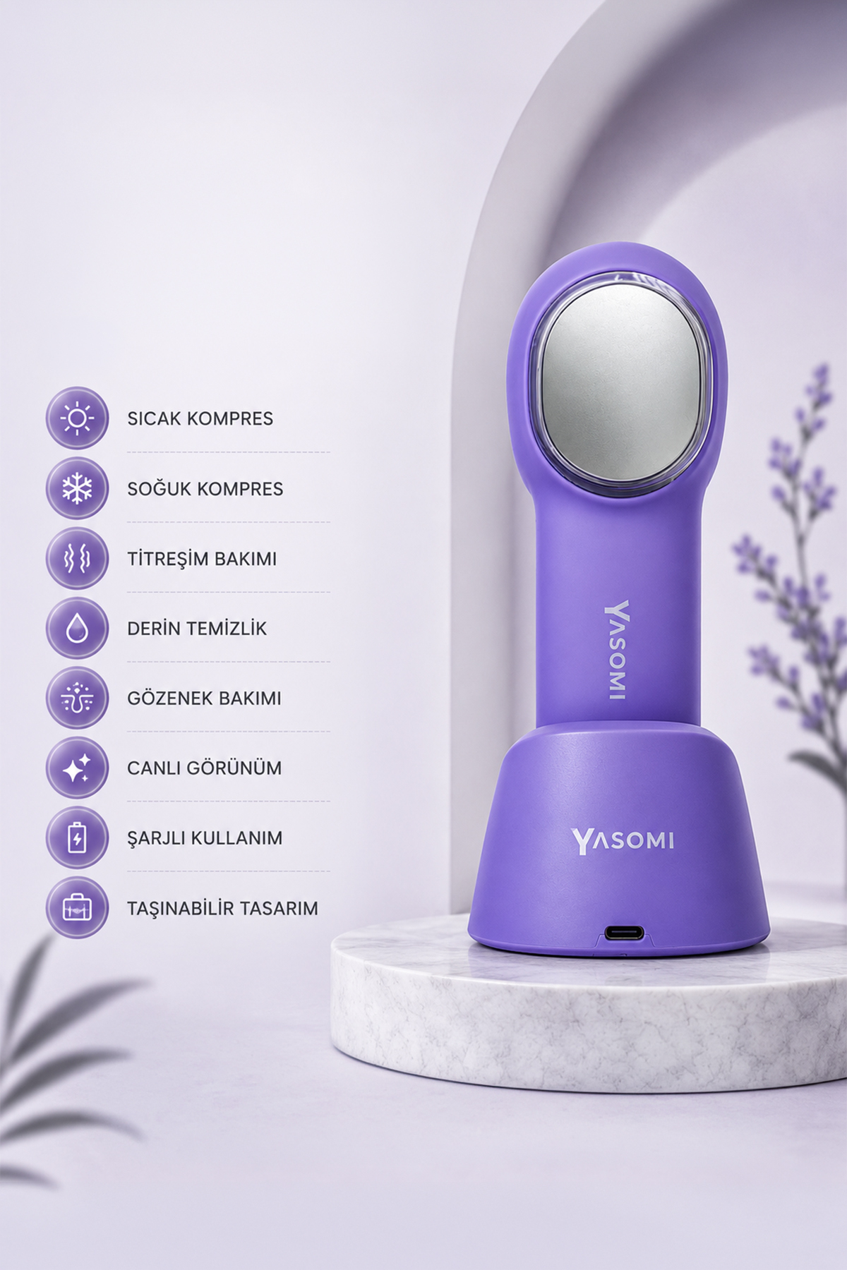Carelux Şarj Edilebilir Yüz Temizleme Ve Masaj Cihazı, Mor — بنفش Carelux-yuz-temizleme