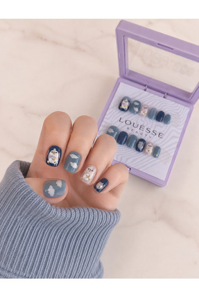 Louesse Beauty LOUÉSSE BEAUTY Blue Bear Art Takma Tırnak Seti