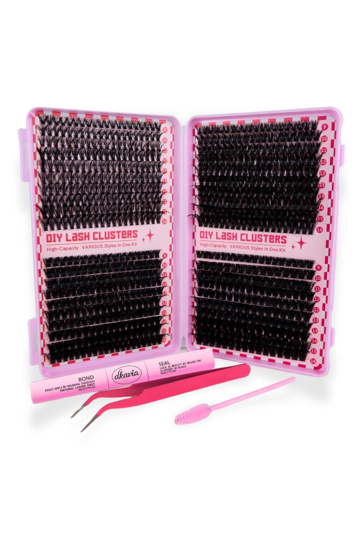 Takma Kirpik Seti 800 Demet Kirpik,Yapıştırıcı, Sabitleyici, Cımbız ve Fırçasıyla ( 30-40-60-80D ) — DK2601 — تصویر 3 از 6