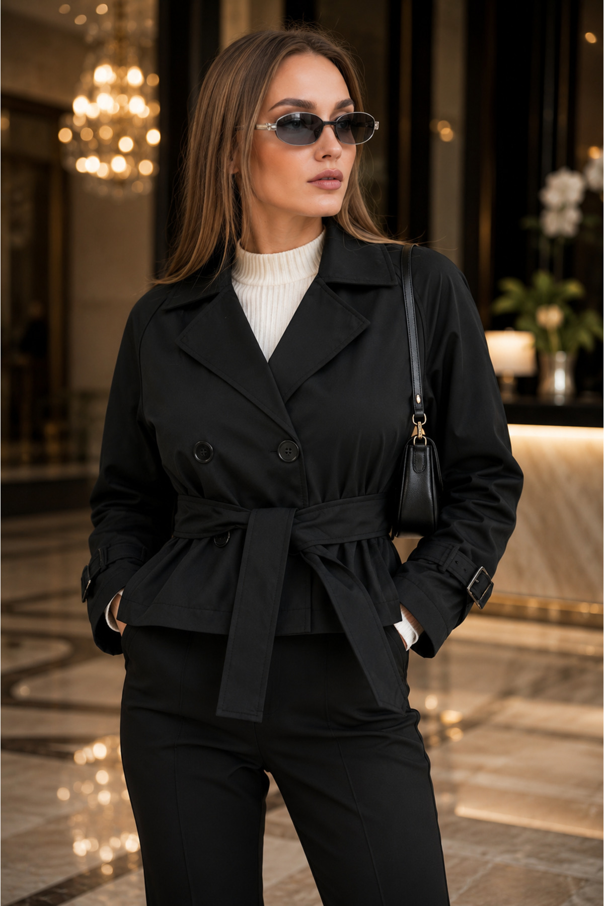 ŞİMAL Kadın Kuşaklı Kısa Trenckot 255129 -