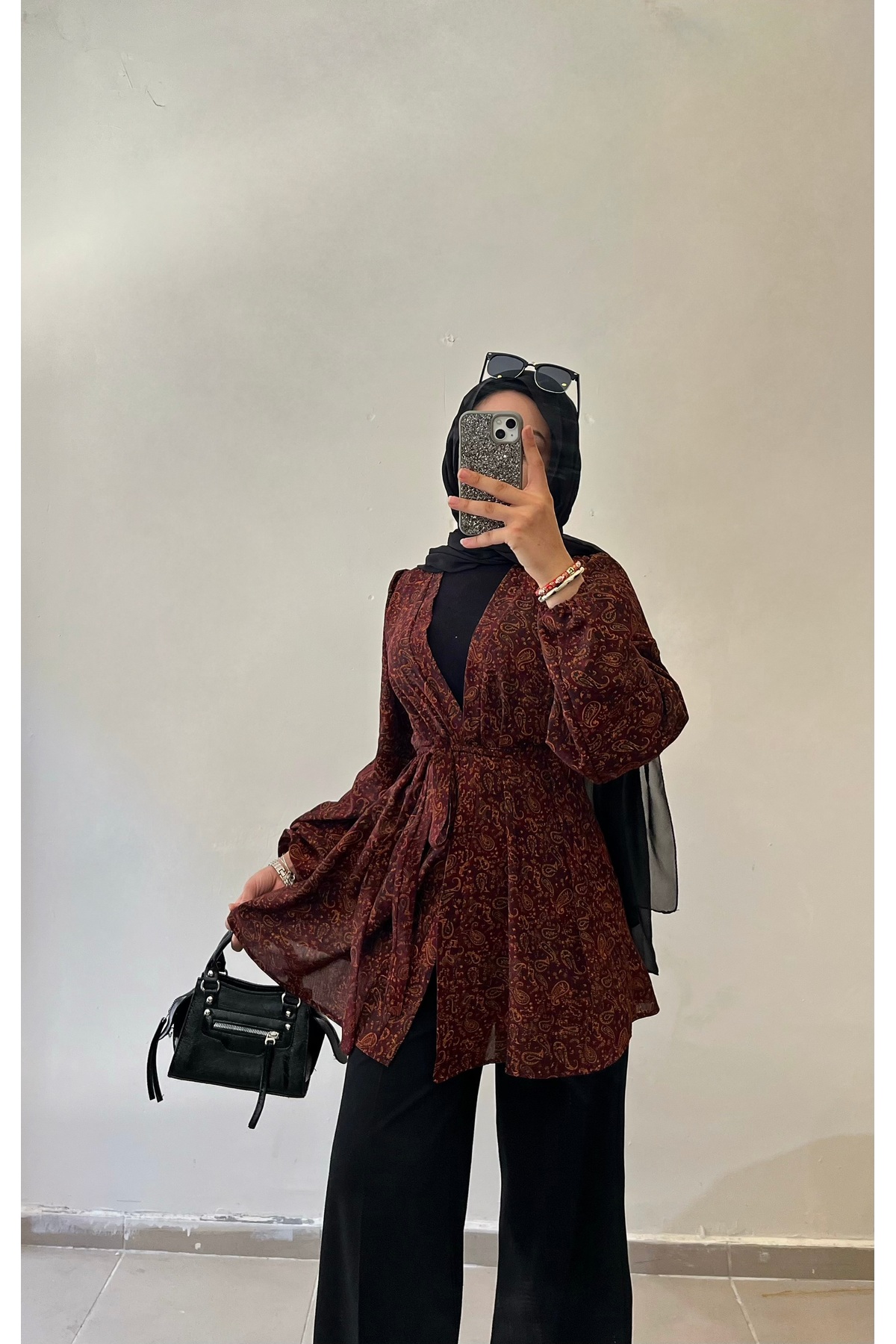 DİLEKBUTİK balon kol yazlık kimono osmanlı desen