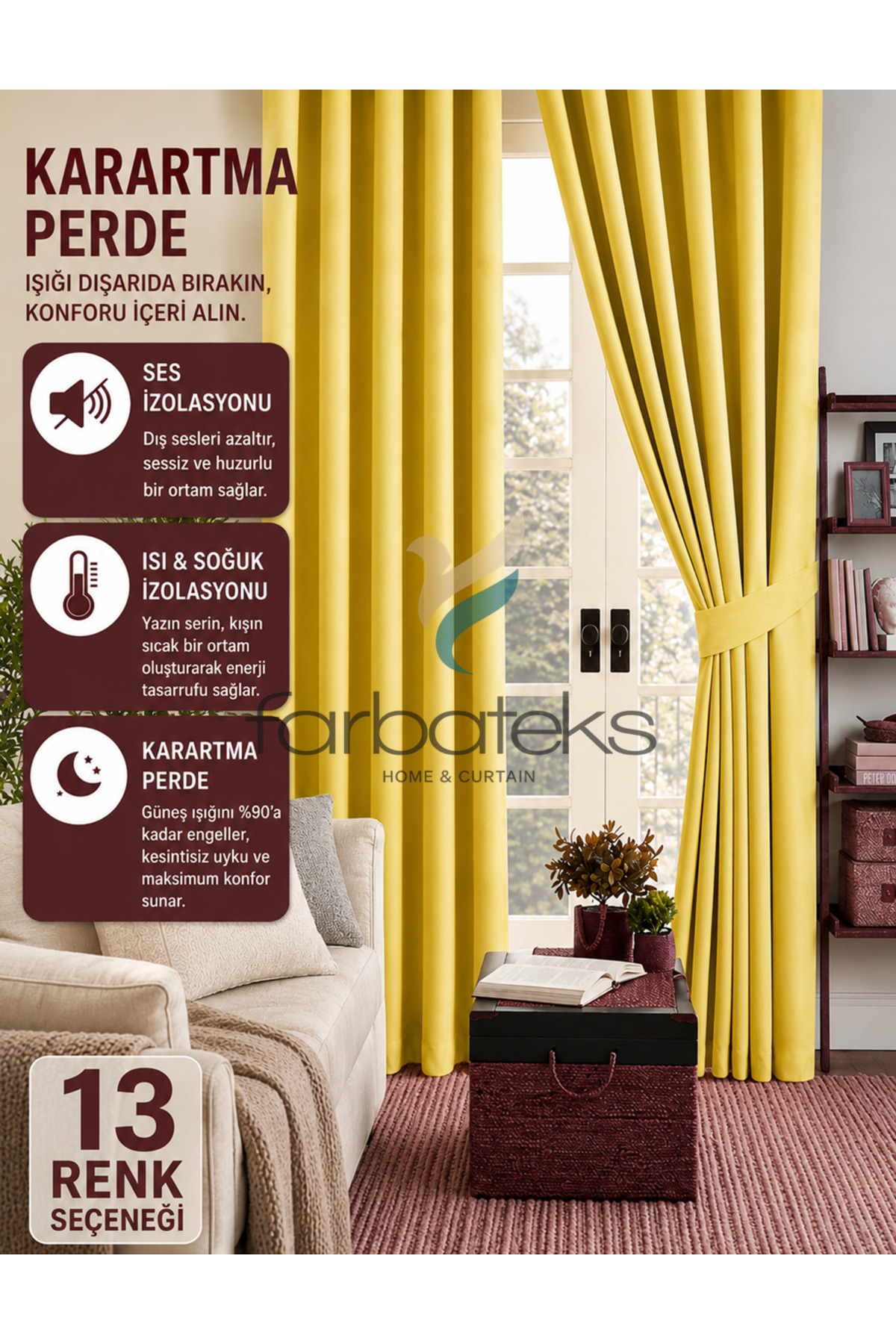 Mustard Dark Yellow Color Sunshade Blackout Blackout Background Curtain Straight Planting