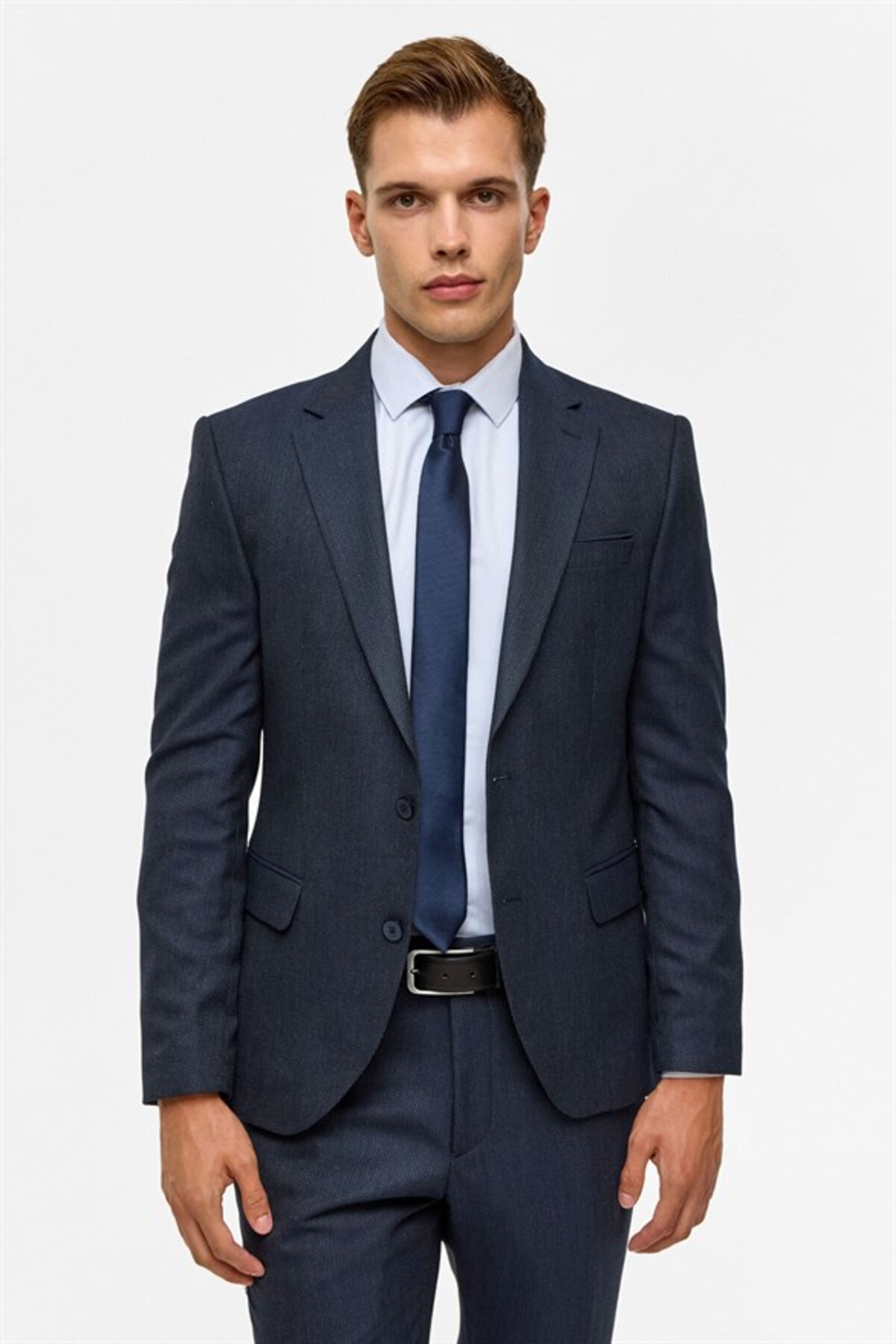 SÜVARİ Lacivert Slim Mono Yaka Yan Cepli 6 Drop Yelekli Takım Elbise görsel 4