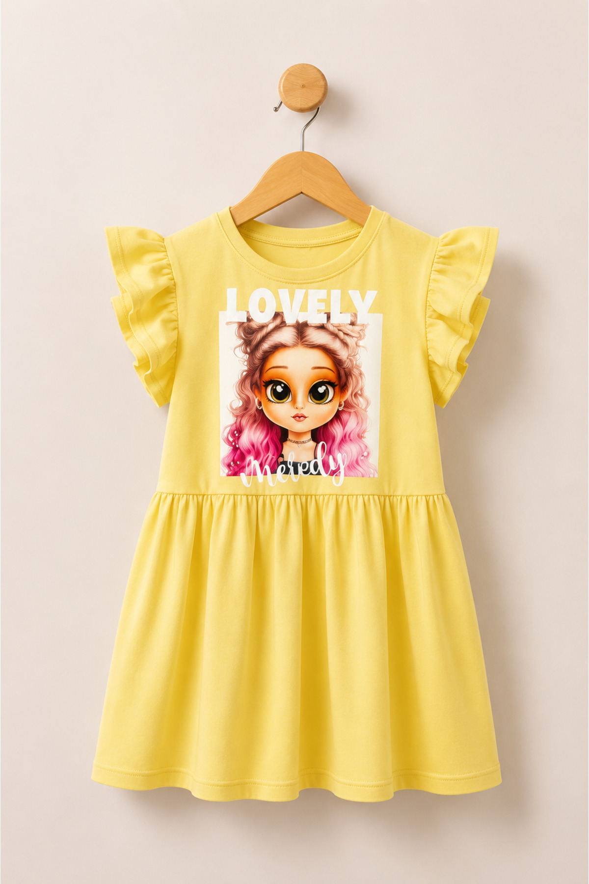 Girls Short Sleeve Lycra Combed Cotton Printed Dress