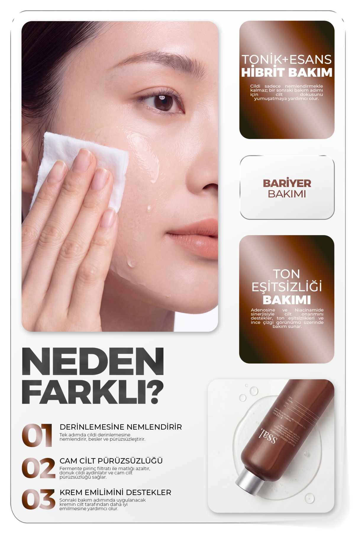 Kore Nemlendirici Esans Tonik Pirinç Özü, Seramid & Panthenol 150 ml — 07 — تصویر 2 از 4