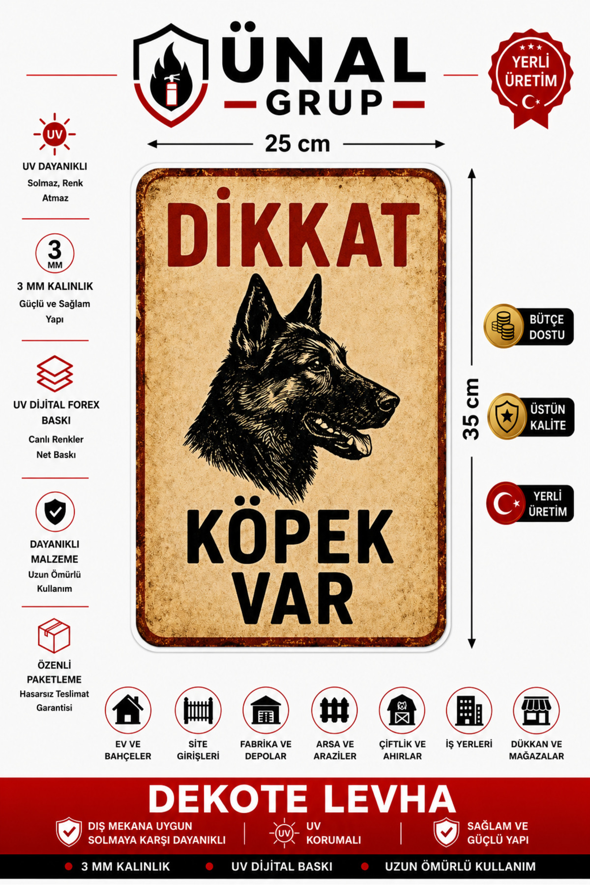 Attention There is a Dog Retro 35x25 cm Warning Sign Sign Easy Installation