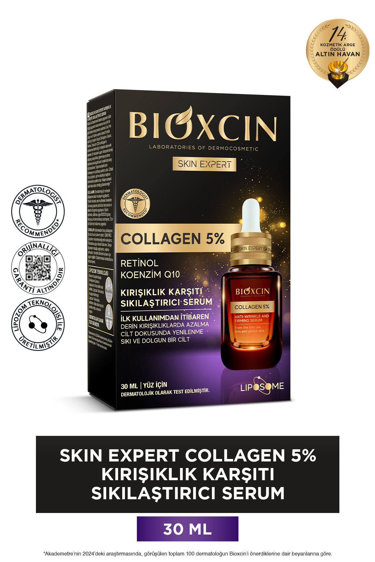Bioxcin Skin Expert Collagen 5% Kırışıklık Karşıtı Sıkılaştırıcı Serum 30 ml - Koenzim Q10 Retinol — 8680512632542