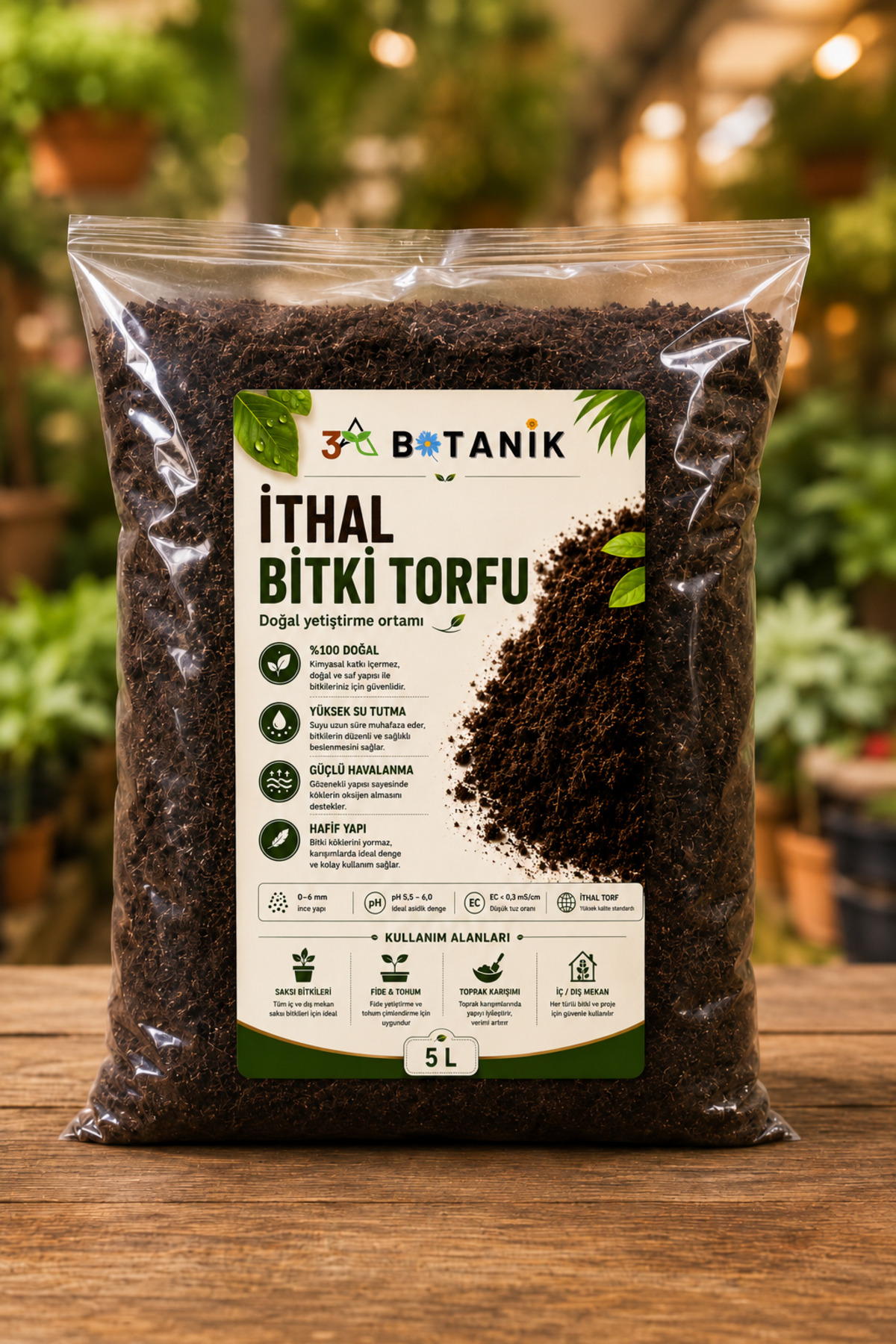 First Class Imported Plant Peat, 5 Liters, Wide Usage Area