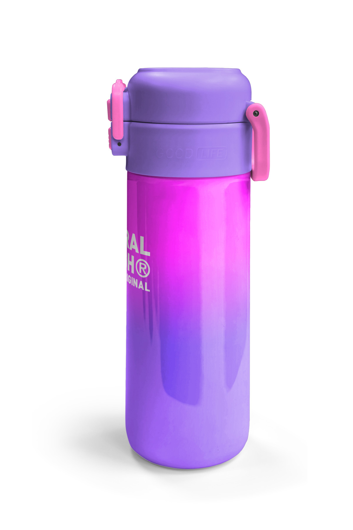 Kids Mor Renk Geçişli Desenli Pipetli ve Direkt İçim Çelik Termos 500 ml 31963