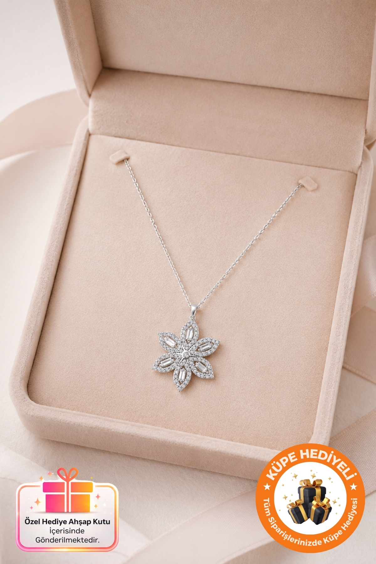 925 Carat Baguette Stone Lotus White Fairy Tale Gift Lotus Flower Camellia Necklace