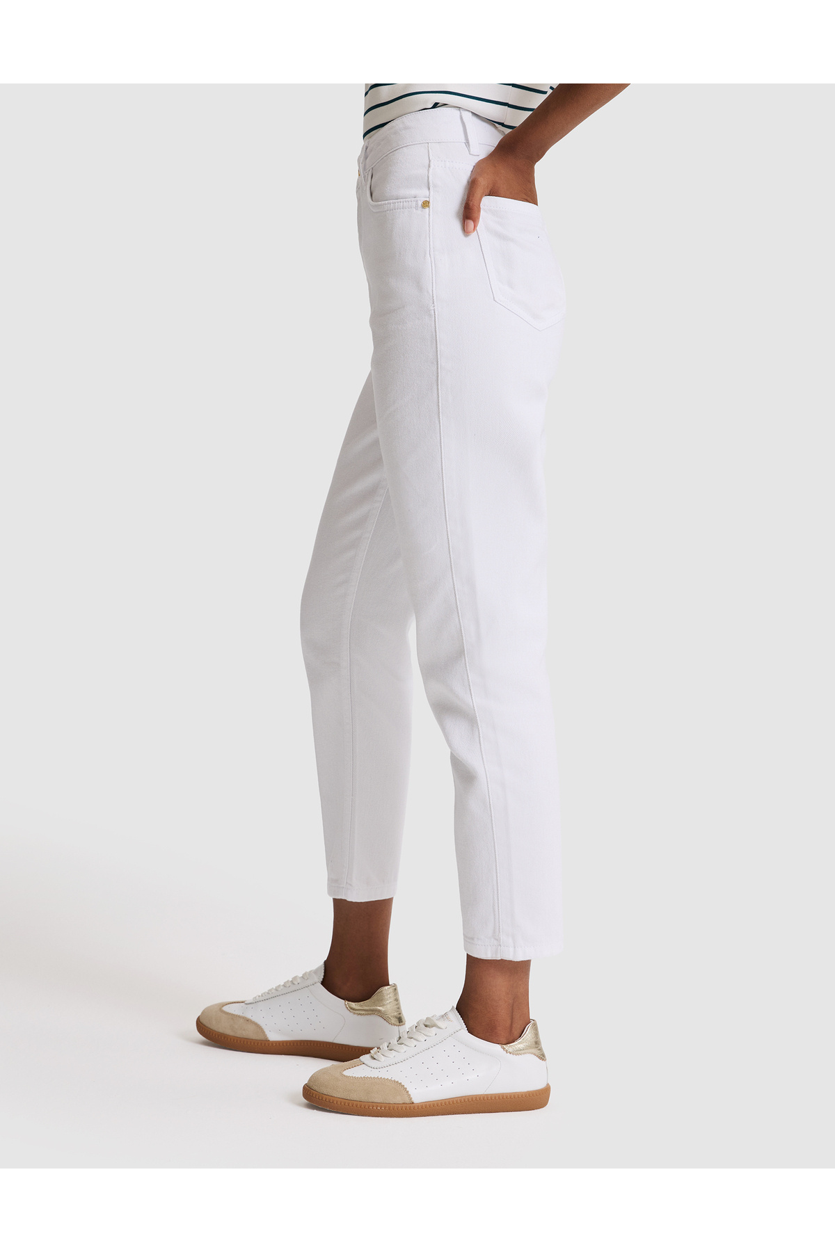 Pierre Cardin Beyaz Mom High Waist Fit Jean Pantolon 50313234-VR013 görsel 4