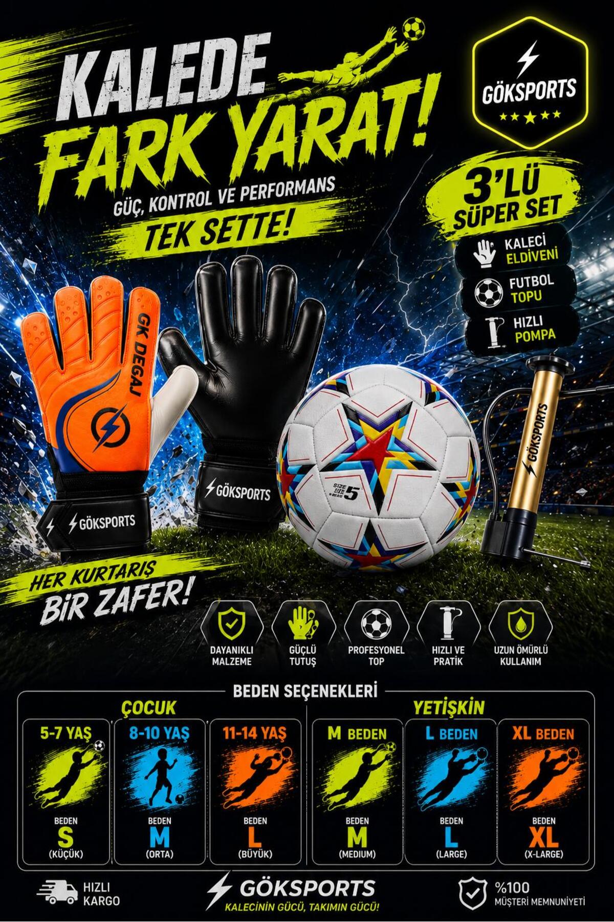 Degage Kids Goalkeeper Gloves Wrist Bandage Gloves Soccer Ball Pump Gift