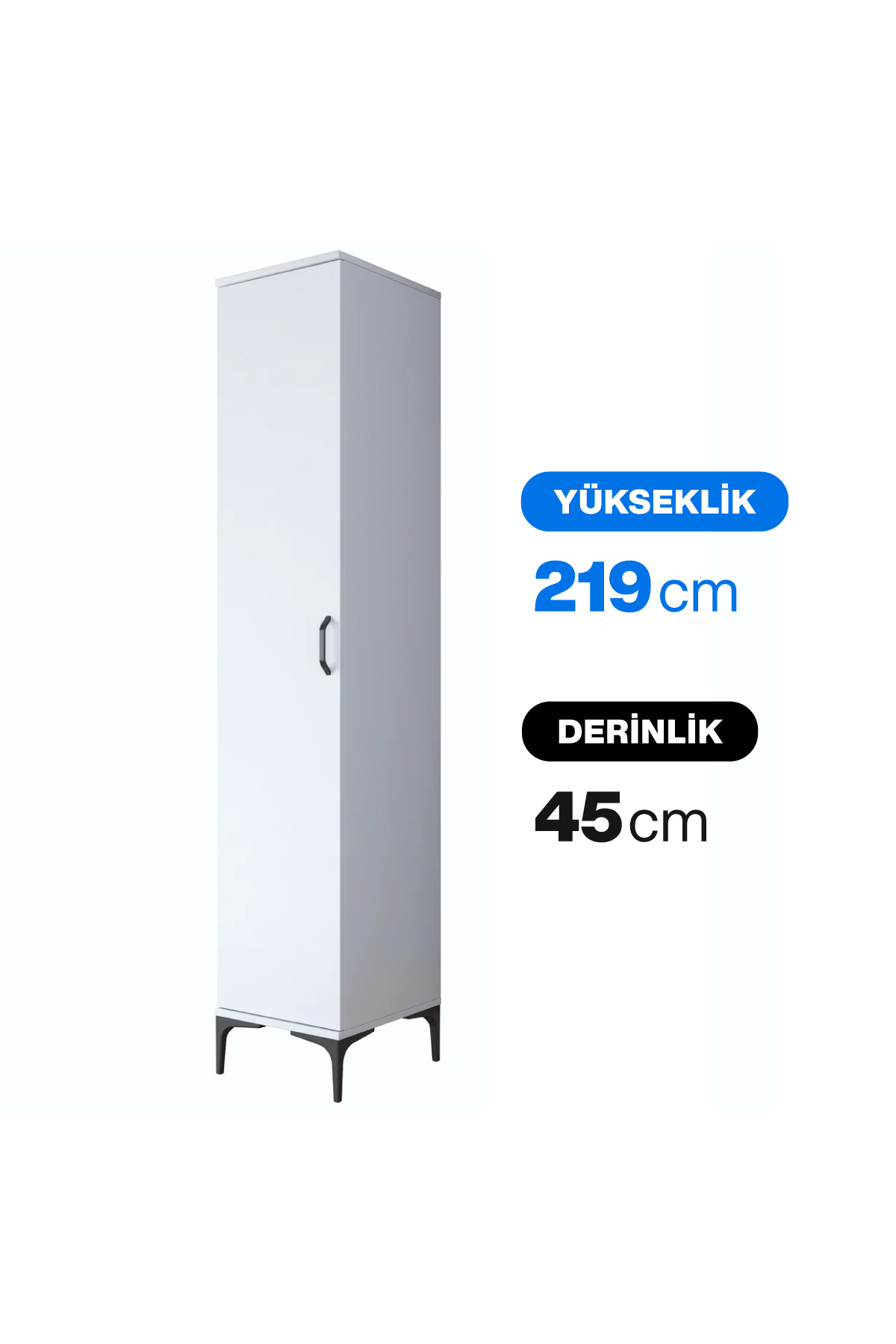 Rani JE250 Multipurpose Cabinet Single Door 5 Shelf Pantry Kitchen Cabinet White