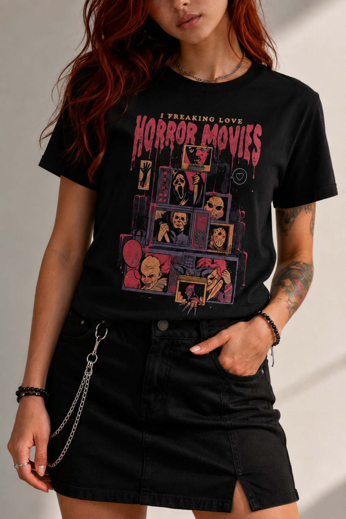 Legendary Horror Movie Characters Printed 100% Cotton Basic T-shirt Regular Size T-Shirt