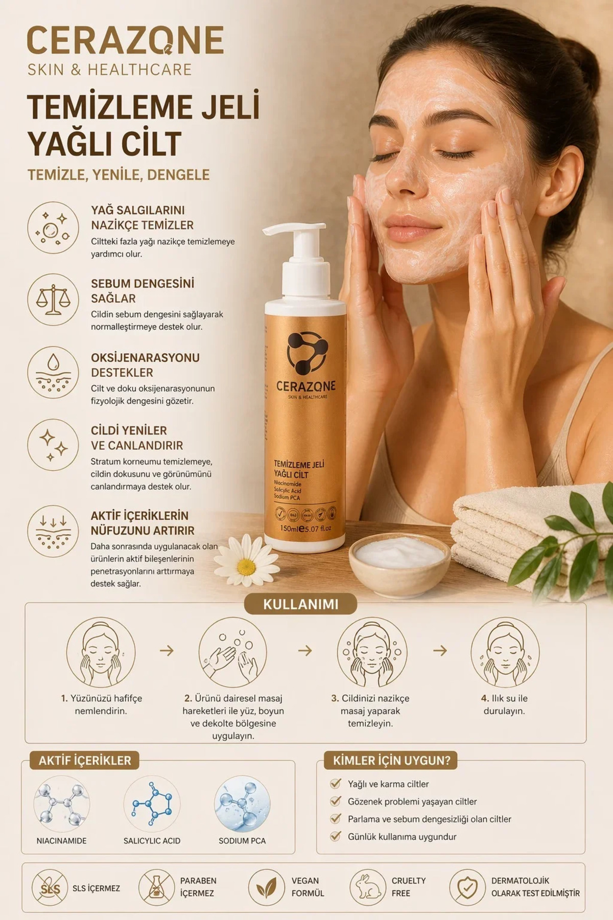Yağlı ve Akneli Ciltler İçin Sebum Dengeleyici Karşıtı 3lü Temel Bakım Seti — 2025 — تصویر 4 از 7