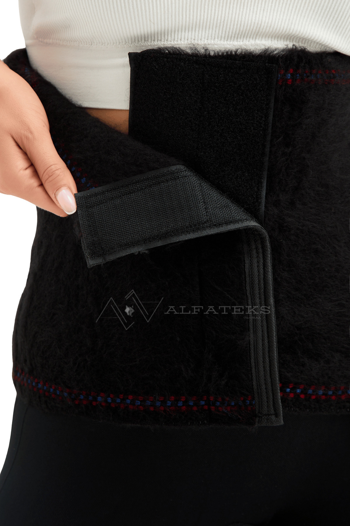 ALFATEKS Siyah Cırtlı Unisex Termal Yün Bel Korse - Isıtır - Sıcak Tutar - Ağrı Önler - destekler görsel 8