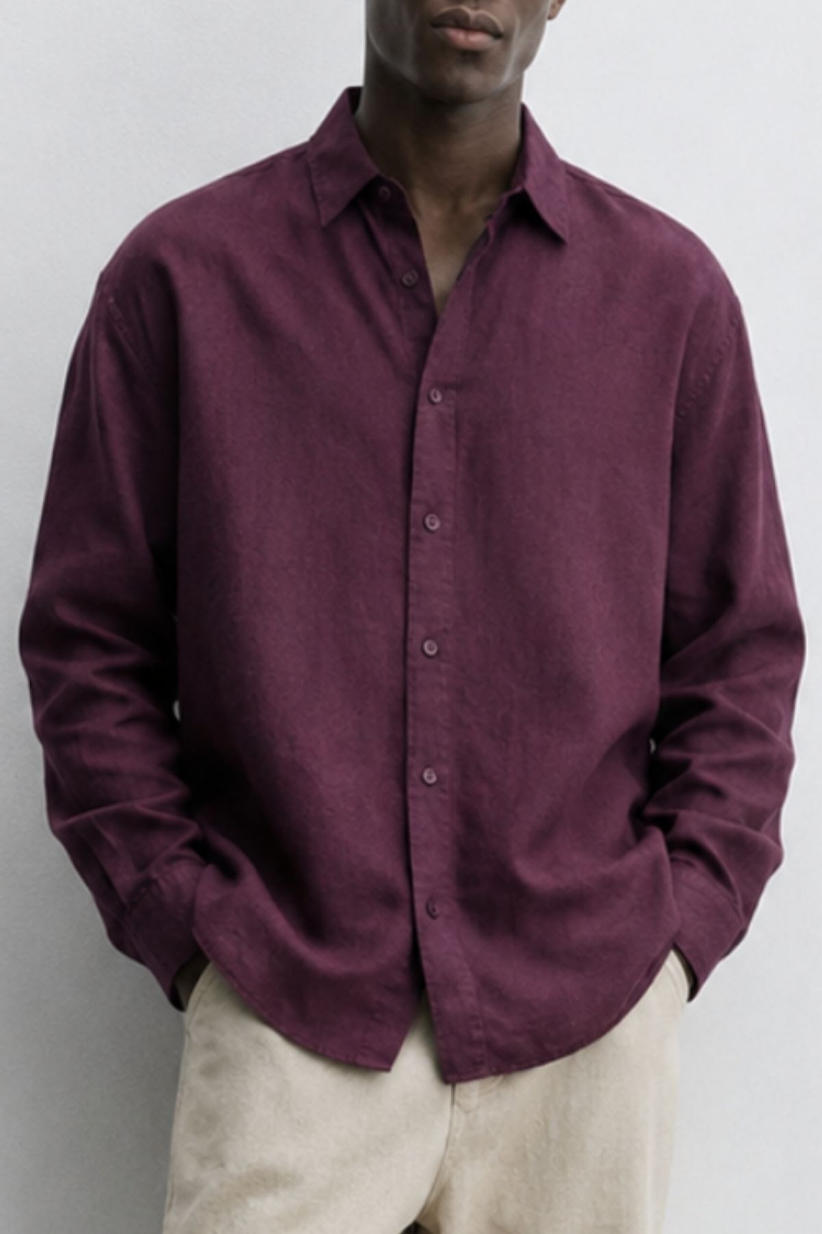 The Champ Clothing Men's Shirt Monarch Line Claret Red – Long Sleeve, Buttoned, Modern Relaxed Fit
