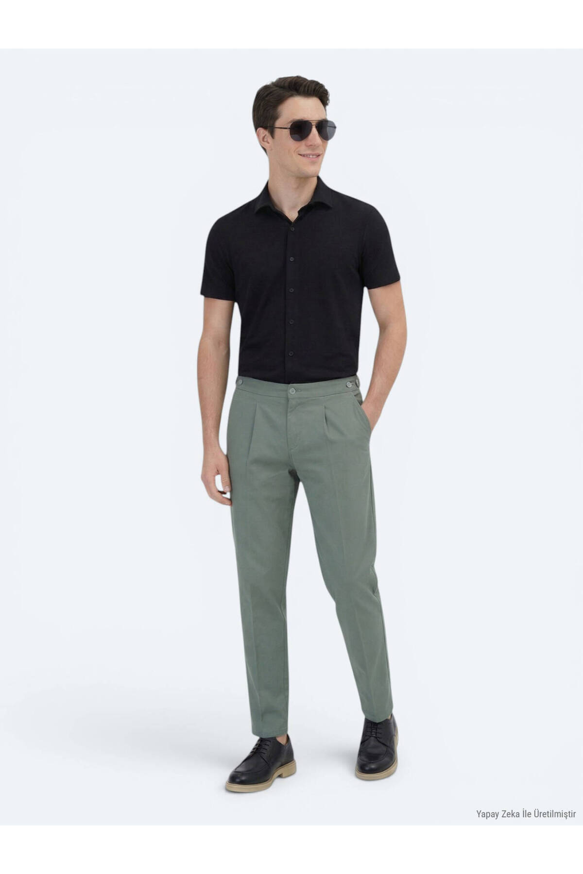 Siyah Düz Regular Fit Kısa Casual Gömlek — مشکی 10153810 — تصویر 5 از 6