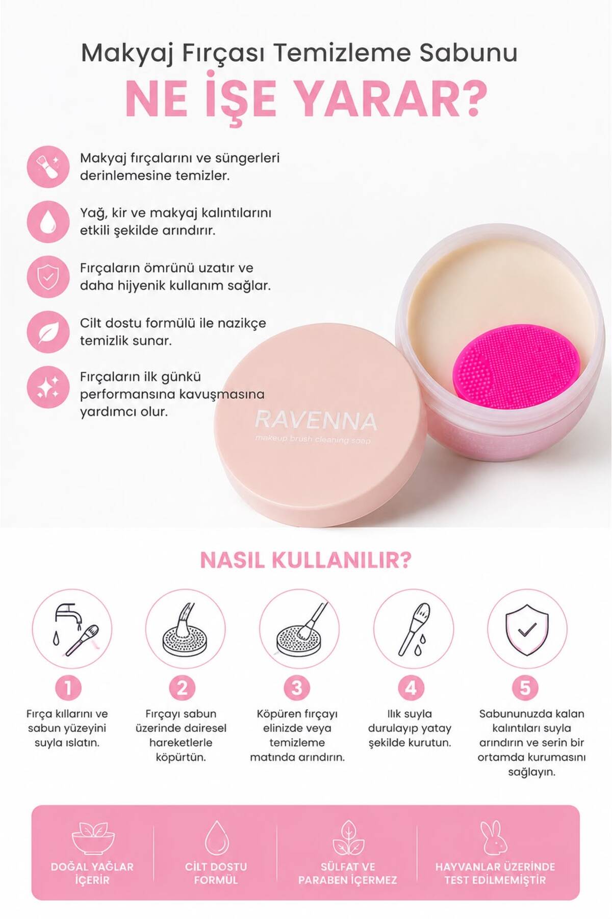 Profesyonel Makyaj Fırçası Temizleme Seti (110 gram sabun + Saklama Kutusu + Silikon mat) — RVN38 — تصویر 2 از 5
