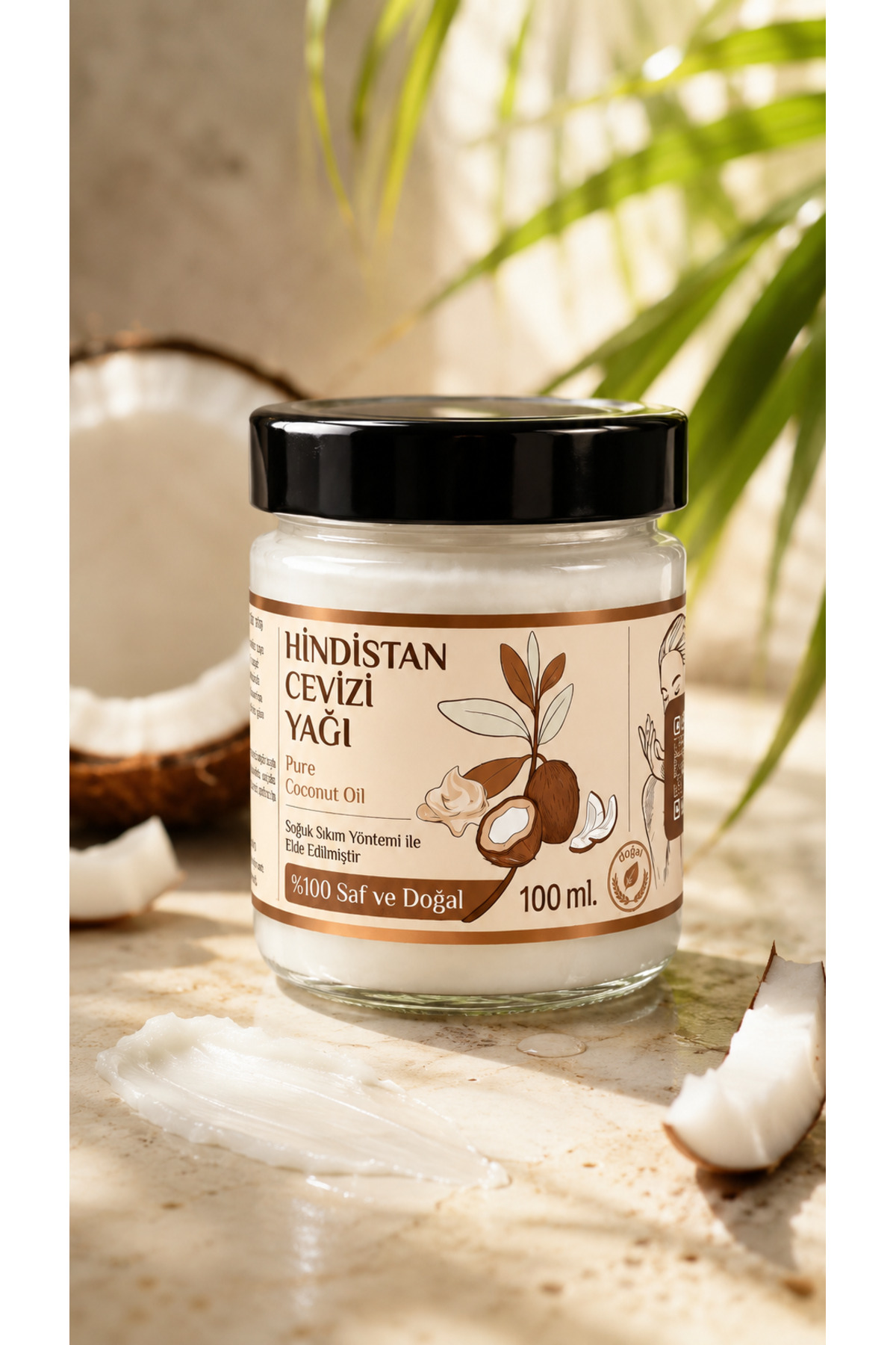 100 ml Saf Hindistan Cevizi Yağı / Soğuk Sıkım / %100 Saf Ve Doğal / Coconut Oil — 100-ml-hindistan-cv-yag — تصویر 3 از 8