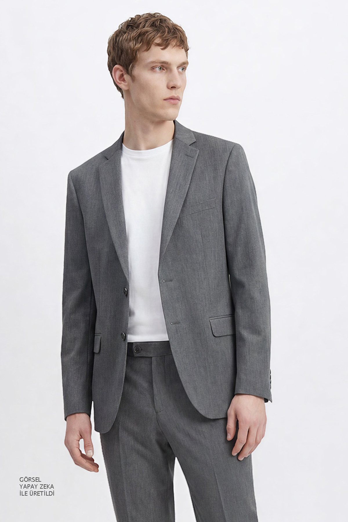 ALTINYILDIZ CLASSICS Erkek Gri Slim Fit Dar Kesim Mono Yaka Takım Elbise görsel 6