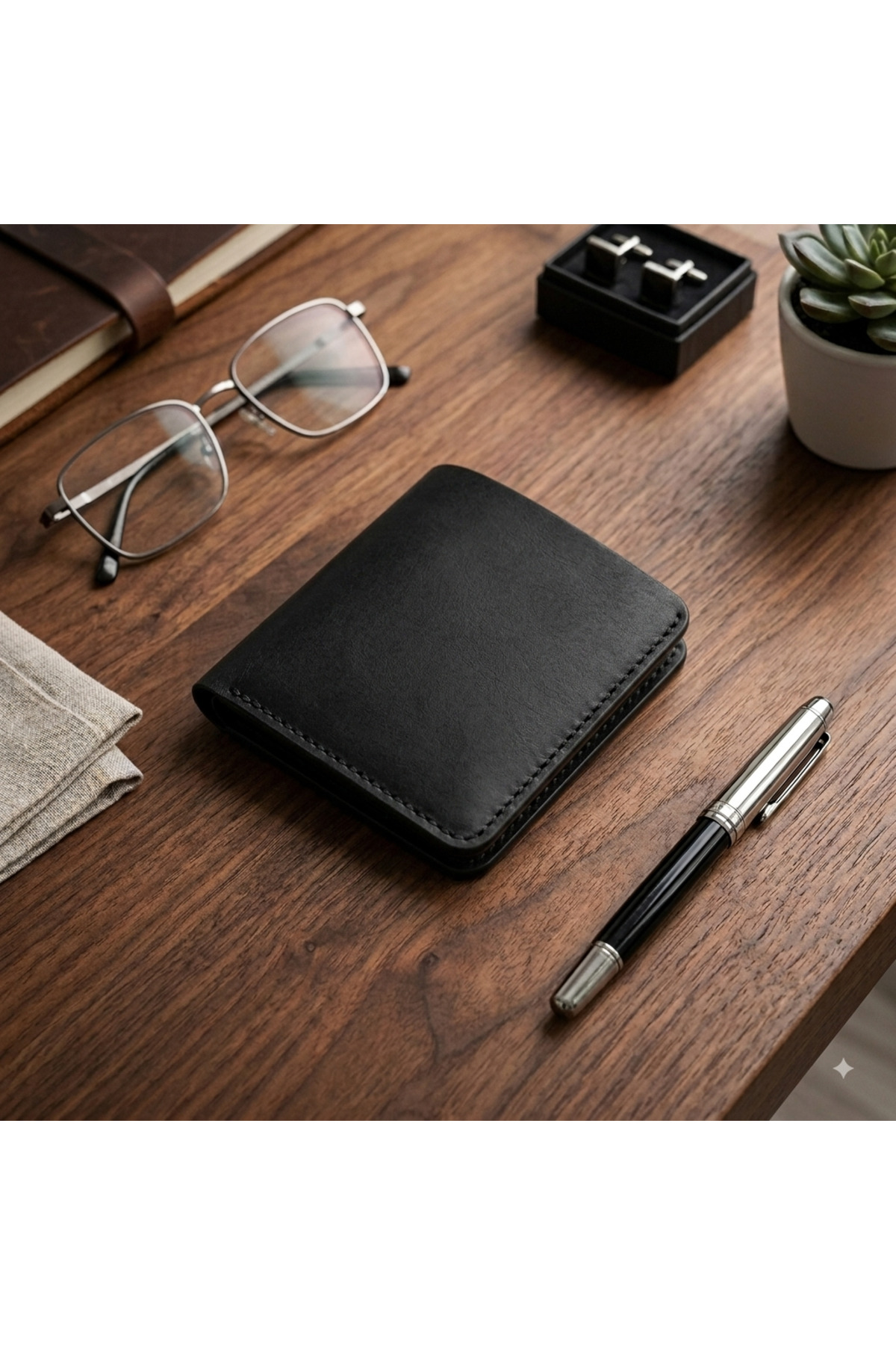 ParlaLeather Elegand Kişiye Özel Hakiki Gerçek Deri Minimal Erkek Cüzdan görsel 2