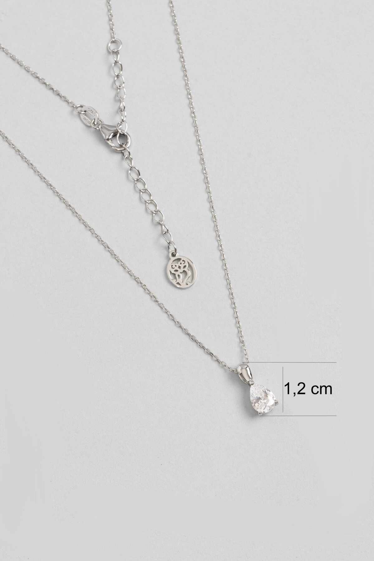 So CHIC... Damla Kesim Beyaz Altın Kaplama 45 Cm Gümüş Tektaş Kolye görsel 3
