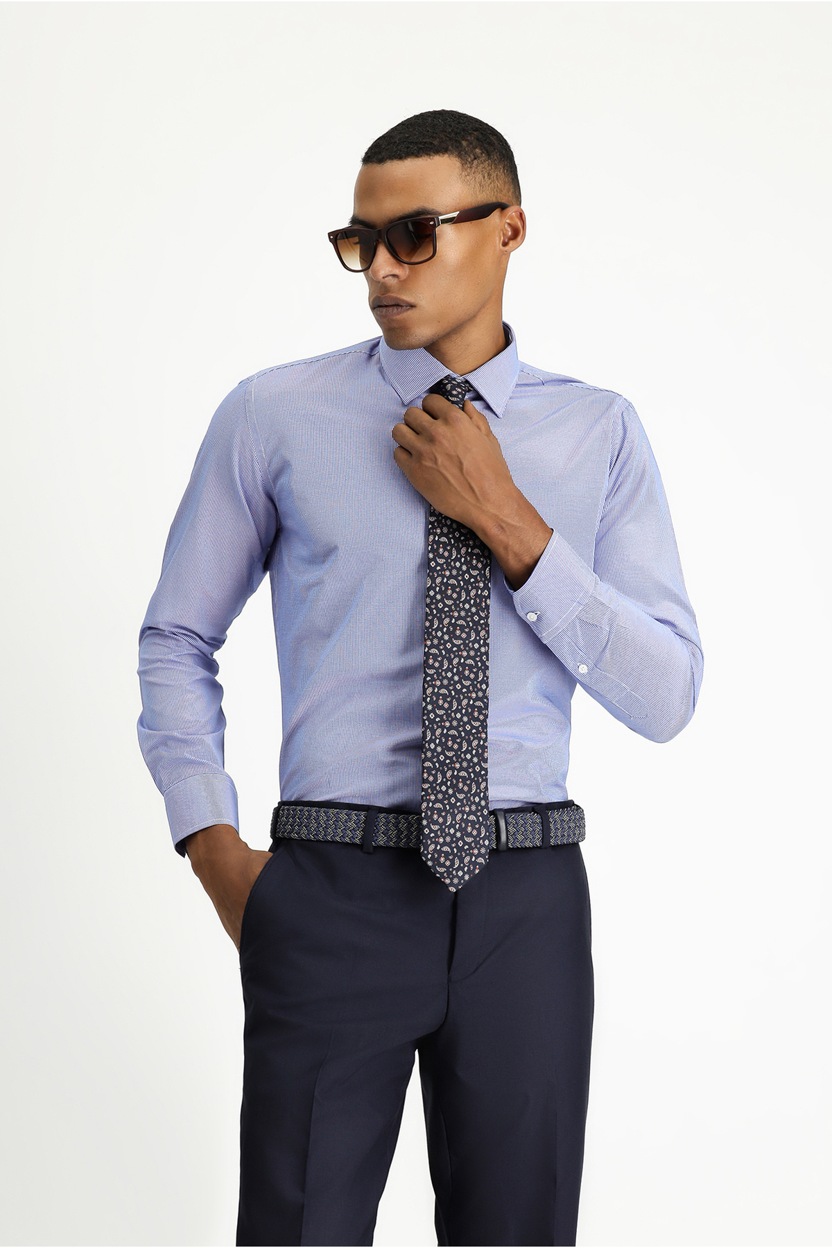 Kiğılı Uzun Kol Slim Fit Dar Kesim Klasik Desenli Pamuklu Kolay Ütülenebilir Gömlek