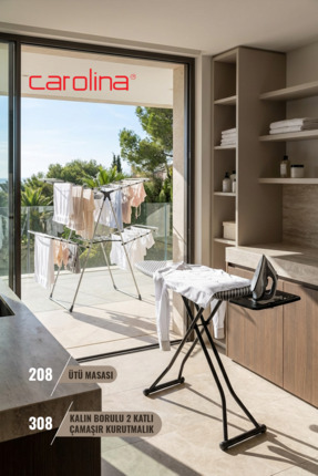 CAROLİNA 208 Monoblok Ütü masası 308 Kalın Borulu 2 Katlı Çamaşır Kurutmalık