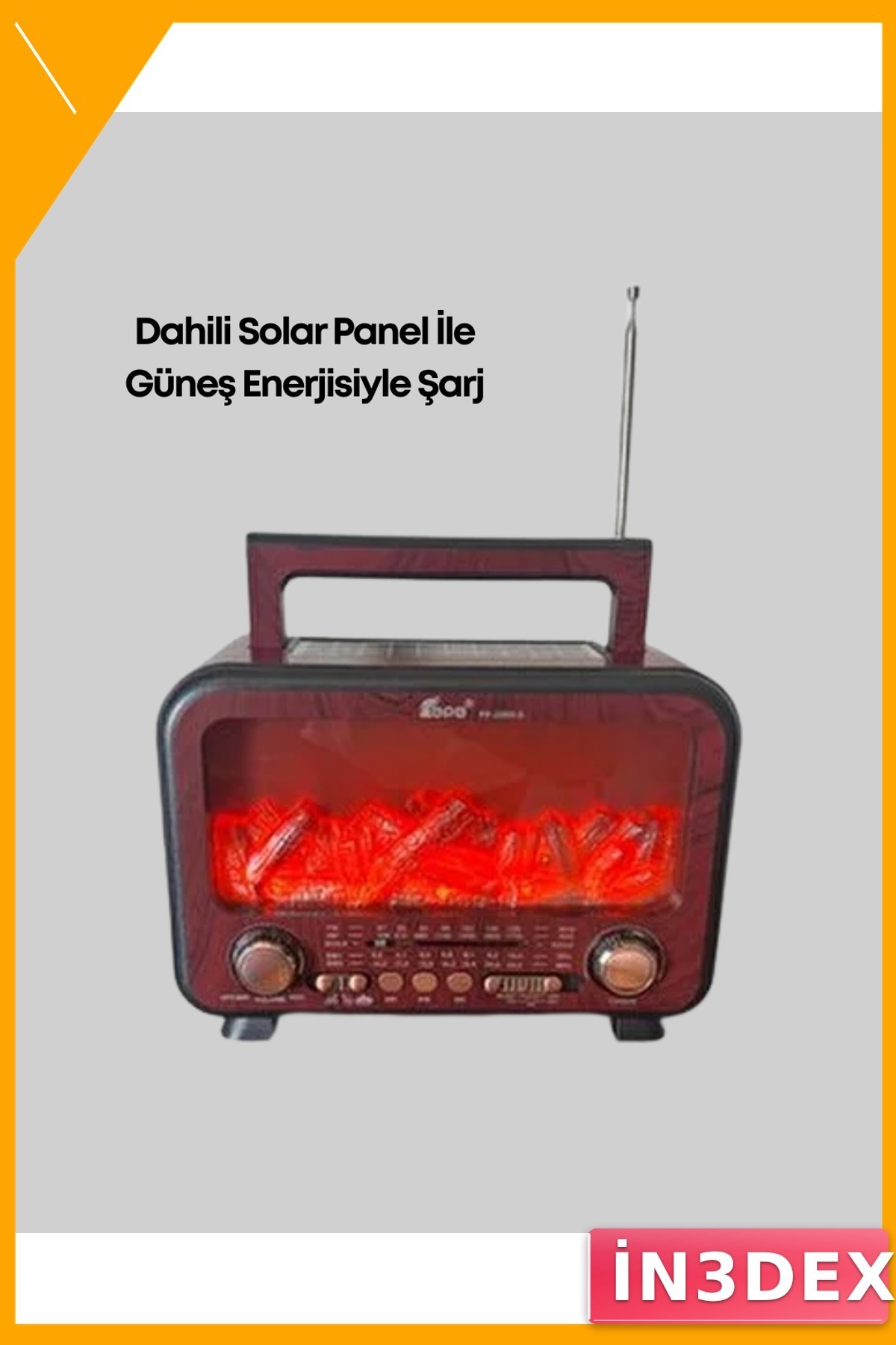 Solar Şarjlı Taşınabilir Bluetooth Hoparlör 7W Şömine Efektli