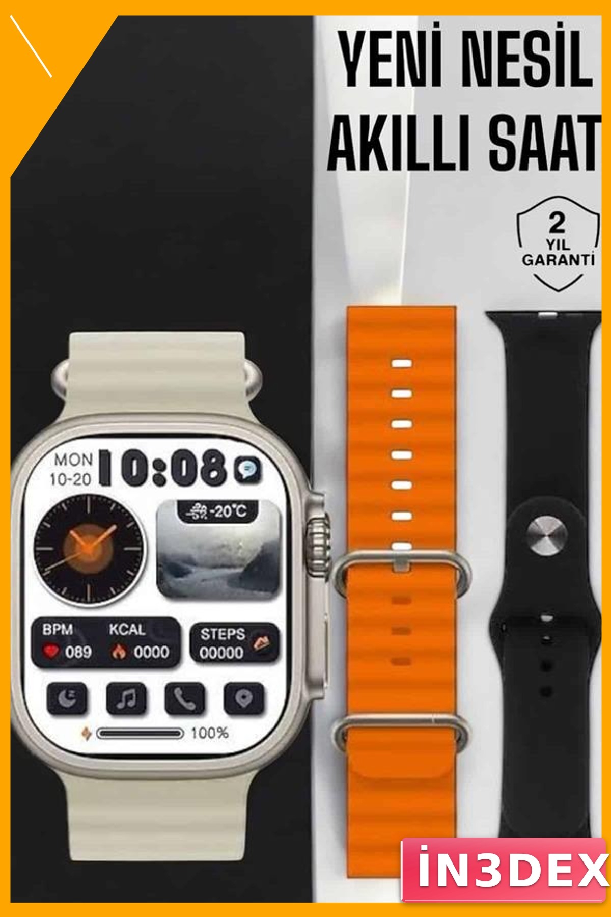 Akıllı Saat Uyku ve Sağlık Takibi GPS 400-500mAh Batarya Siyah
