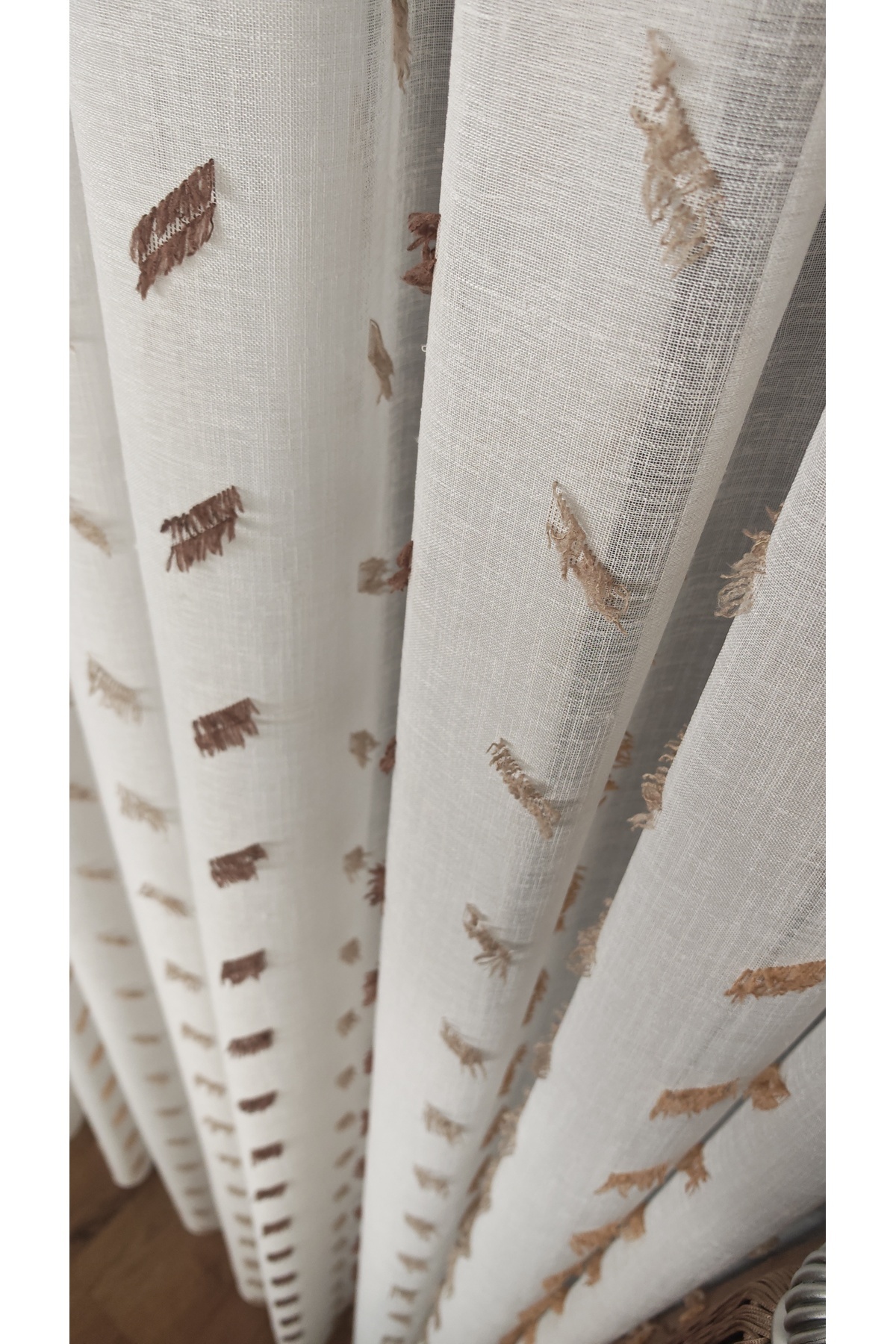 Ecru Linen Tulle Curtain Coffee Beard 1/3 Frequent Pleated Non-Wrinkle Ironing Skirt Leaded