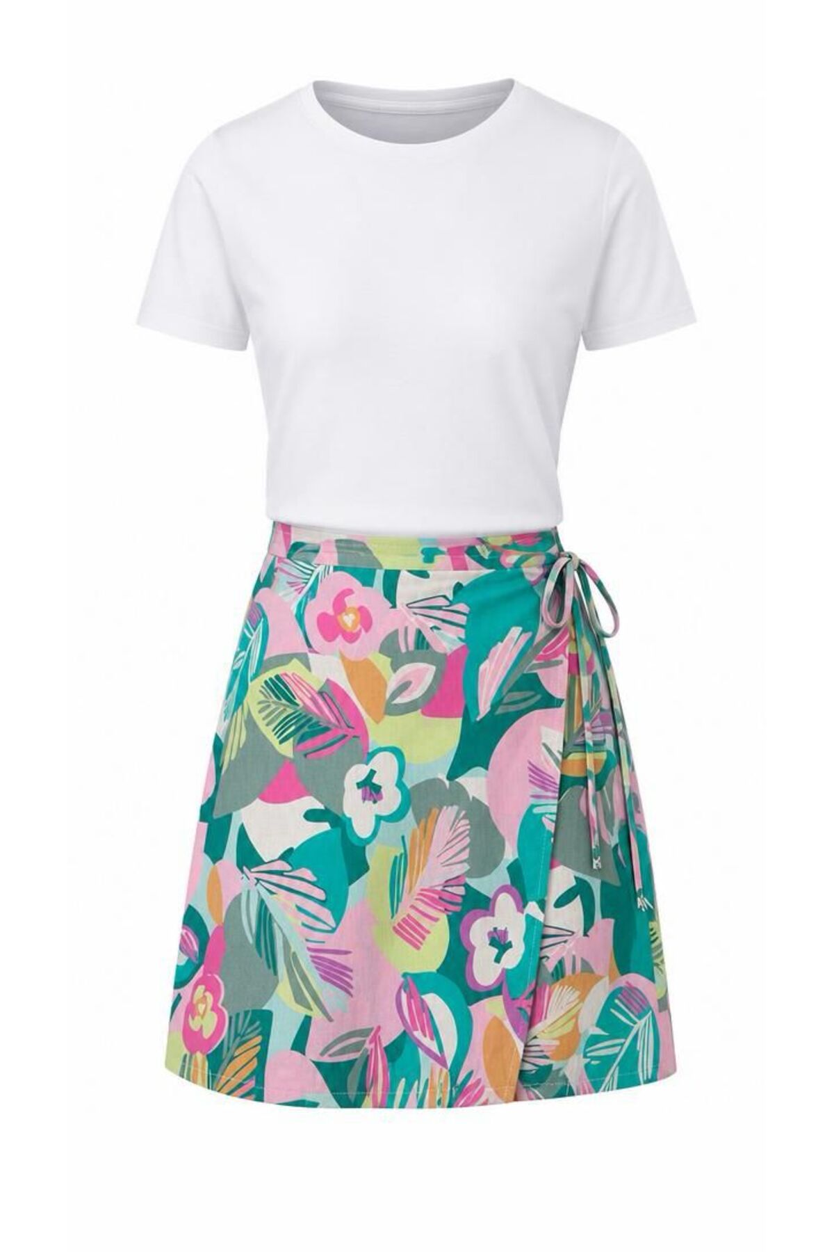 Women's Green High Waist Zip Fastening Detailed Asymmetrical Skirt